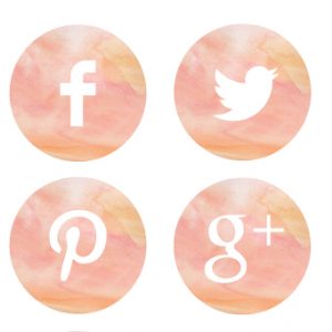 Set of 20 Peach Watercolor Social Icons