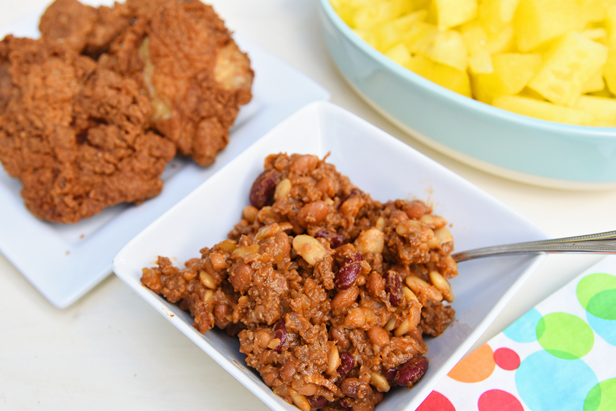 FriedChickenandCowboyBakedBeans Sarah Halstead